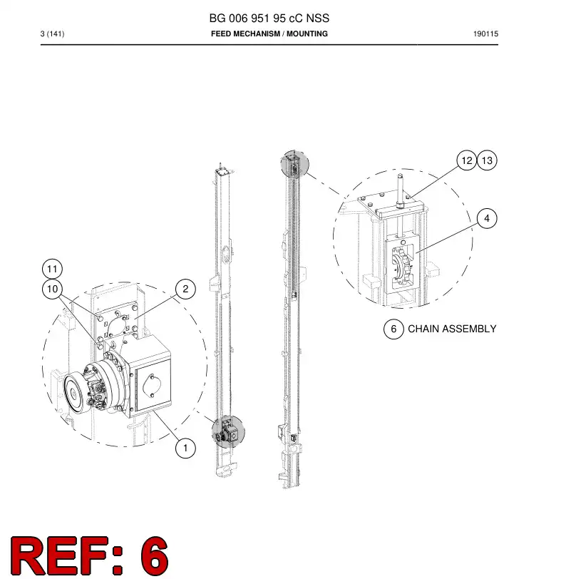 BG00805519b BG 008 055 19b Chain Assembly - Sandvik Technical Drawing