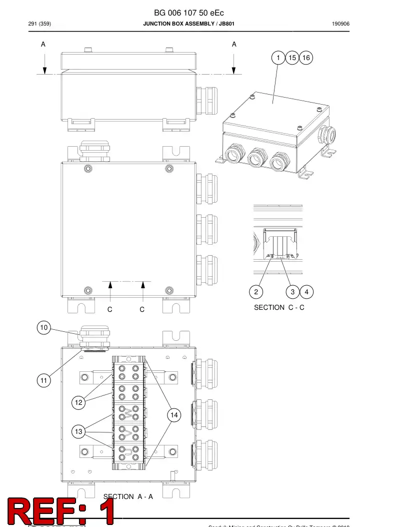 BG00806038a BG 008 060 38a Enclosure, Stainless Steel - Sandvik Technical Drawing