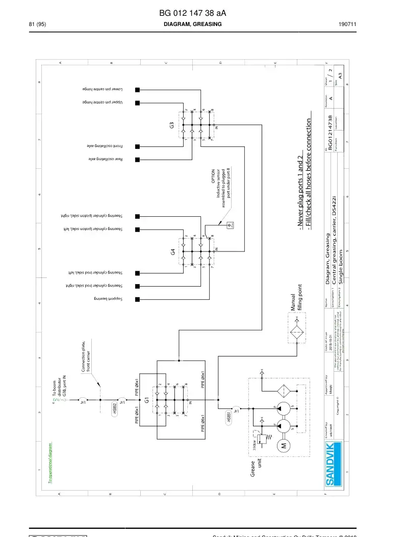 BG00806621b BG 008 066 21b Hose Assembly, Hydraulic - Sandvik Technical Drawing
