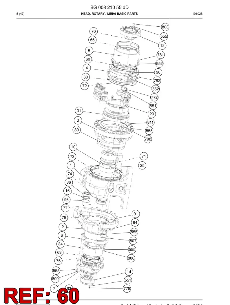BG00806642a BG 008 066 42a Seal, Shaft - Sandvik Technical Drawing