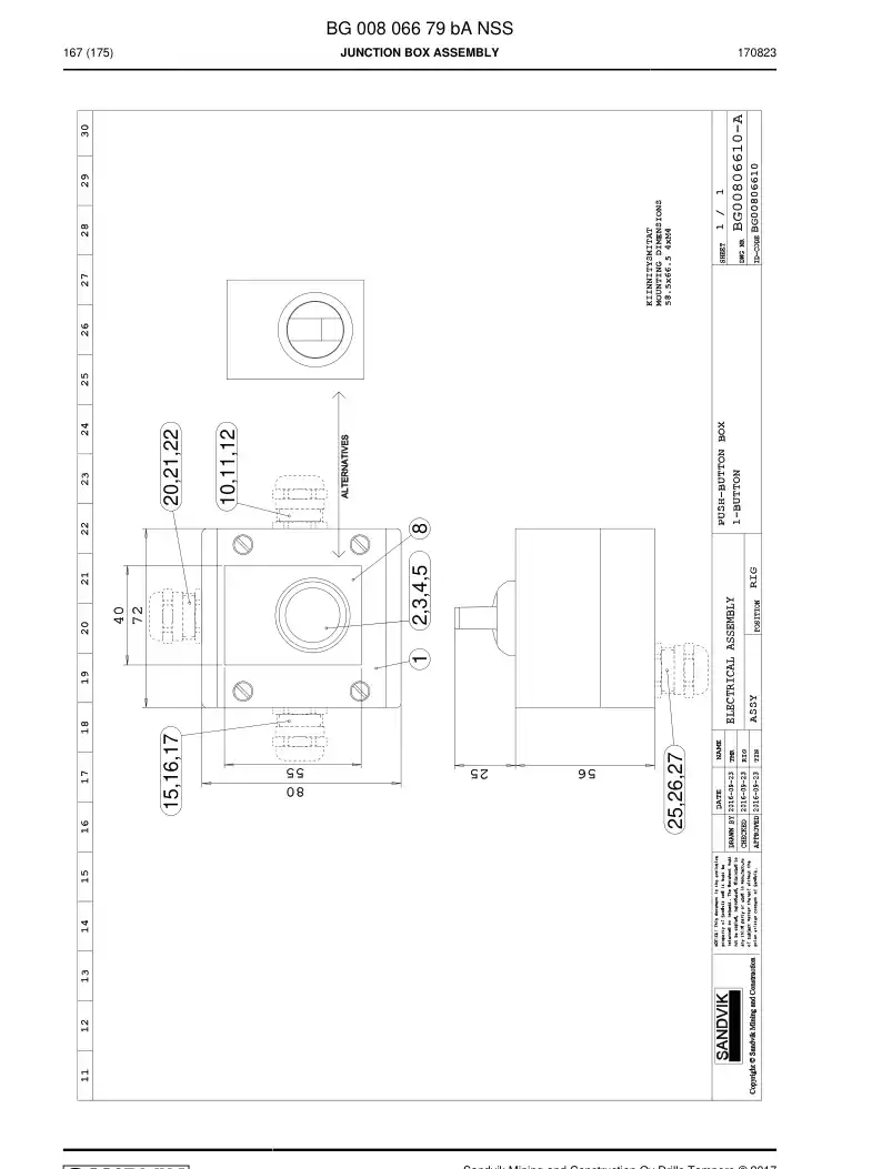 BG00806679b BG 008 066 79b Junction Box Assembly - Sandvik Technical Drawing