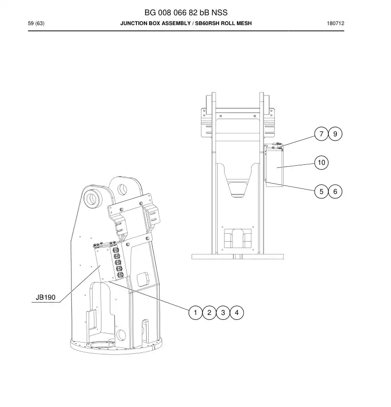 BG00806682b BG 008 066 82b Junction Box Assembly - Sandvik Technical Drawing