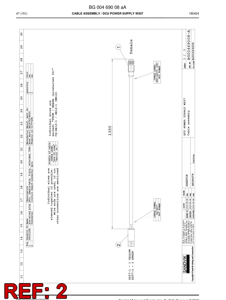 BG00806725a BG 008 067 25a Connector - Sandvik Technical Drawing