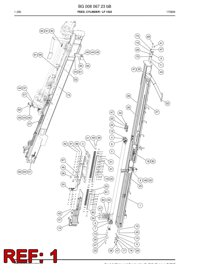 BG00806730a BG 008 067 30a Beam, Feed - Sandvik Technical Drawing