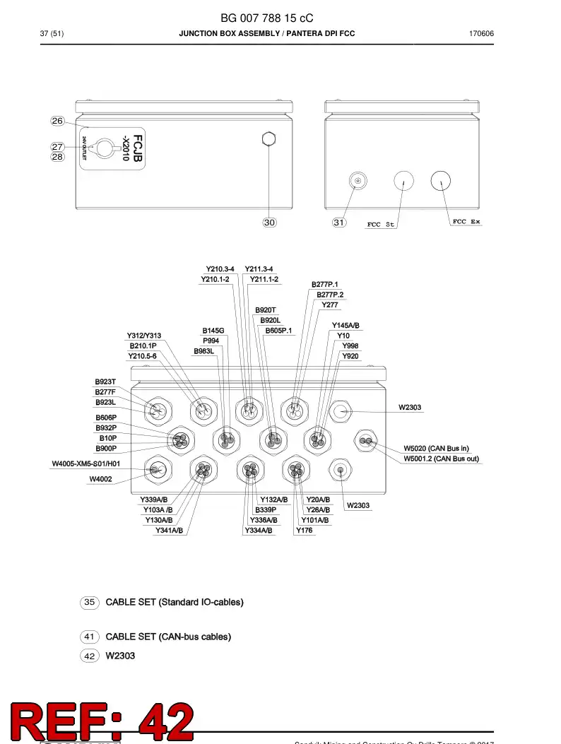 BG00806792a BG 008 067 92a Cable Assembly - Sandvik Technical Drawing