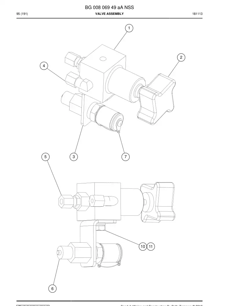 BG00806949a BG 008 069 49a Valve Assembly - Sandvik Technical Drawing