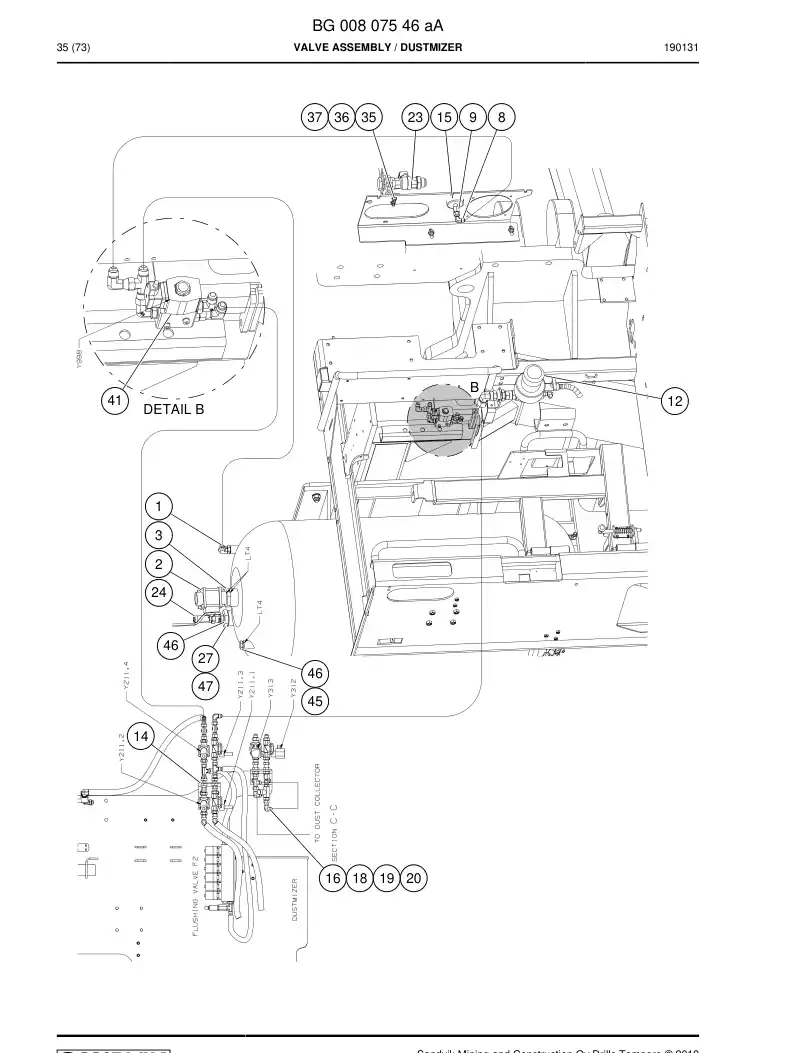 BG00807546a BG 008 075 46a Valve Assembly - Sandvik Technical Drawing
