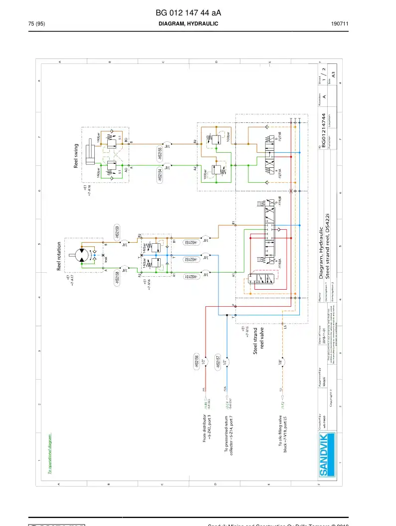 BG00808921a BG 008 089 21a Hose Assembly, Hydraulic - Sandvik Technical Drawing