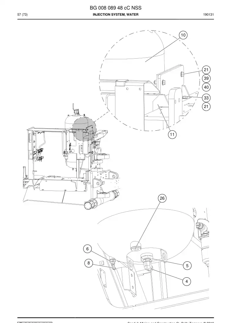 BG00808948c BG 008 089 48c Injection System, Water - Sandvik Technical Drawing