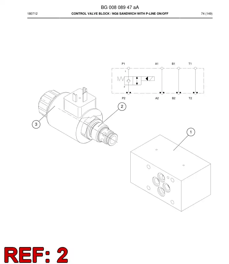 BG00808963a BG 008 089 63a VLVULA, POPPET, DIRECIONAL - Sandvik Technical Drawing