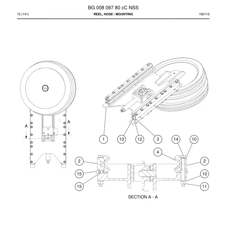 BG00809780c BG 008 097 80c Reel, Hose - Sandvik Technical Drawing