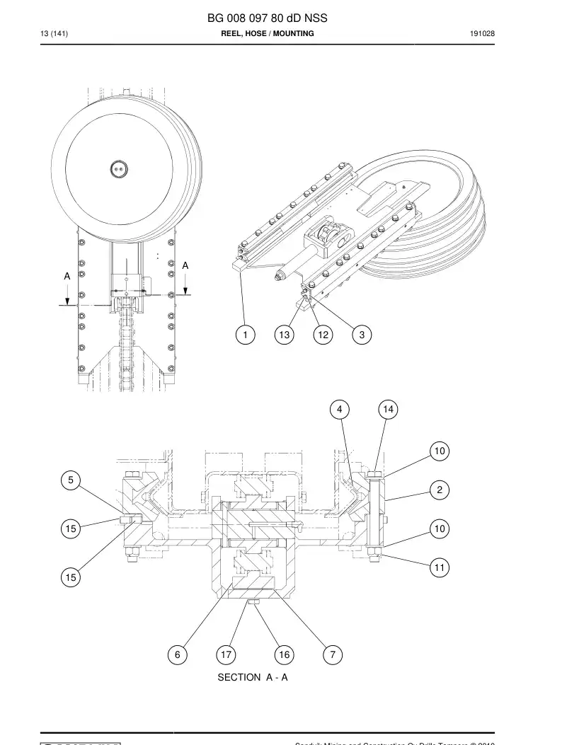 BG00809780d BG 008 097 80d Reel, Hose - Sandvik Technical Drawing