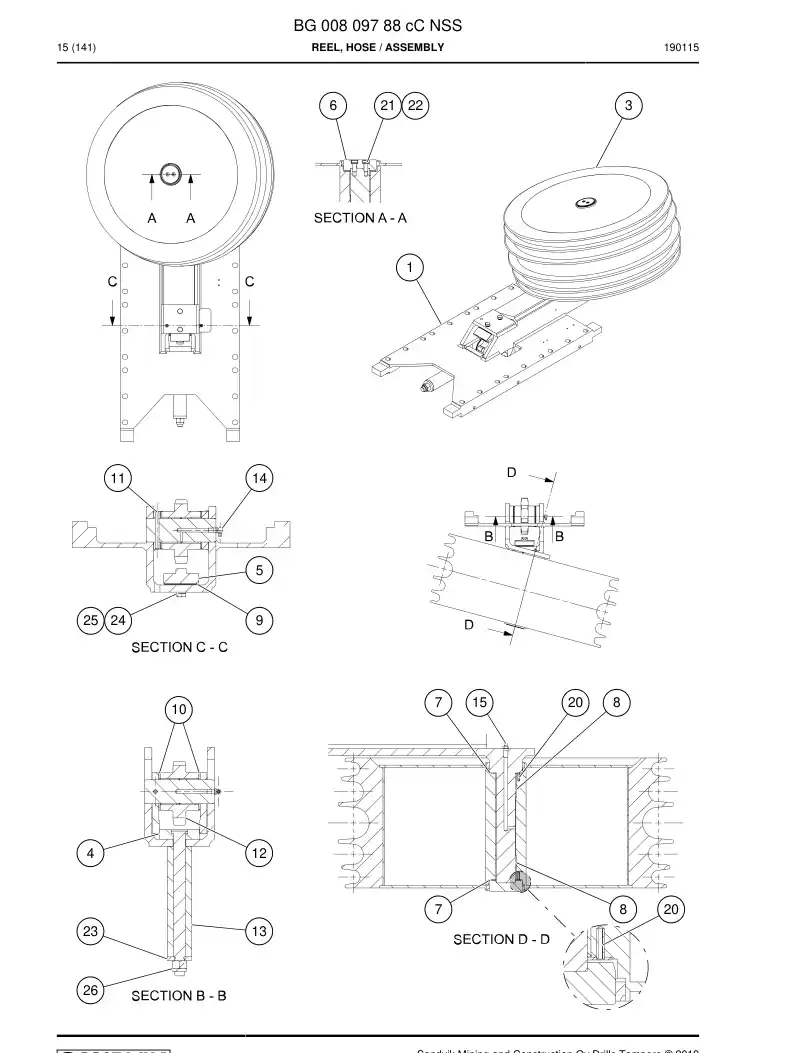 BG00809788c BG 008 097 88c Reel, Hose - Sandvik Technical Drawing