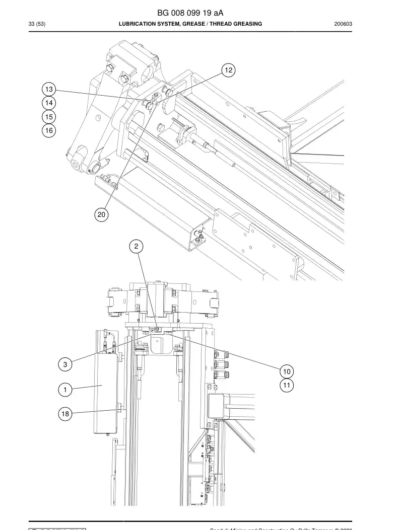 BG00809919a BG 008 099 19a Lubrication System, Grease - Sandvik Technical Drawing