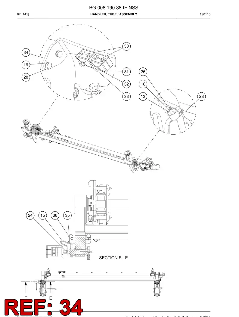 BG00810612b BG 008 106 12b Support, Hose - Sandvik Technical Drawing