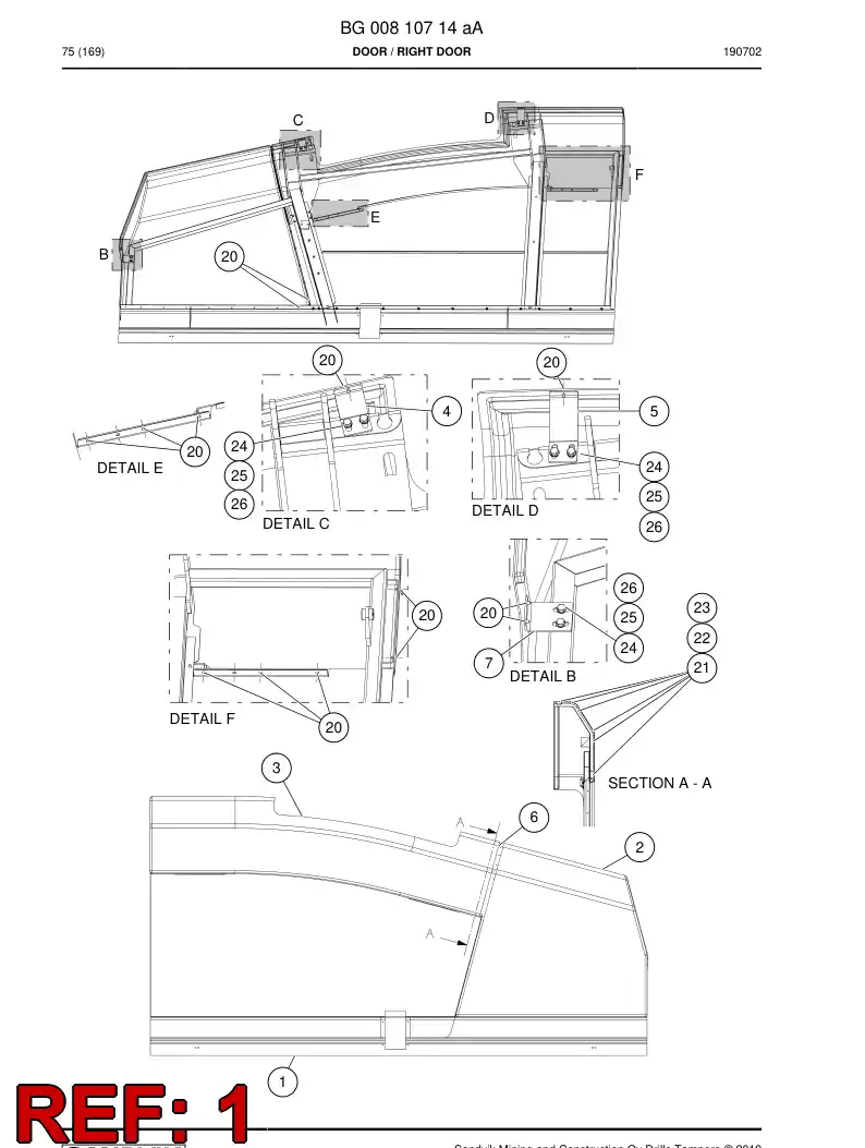 BG00810716a BG 008 107 16a Frame Assembly - Sandvik Technical Drawing