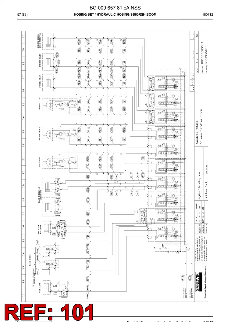 BG00811218a BG 008 112 18a Hose Assembly, Hydraulic - Sandvik Technical Drawing