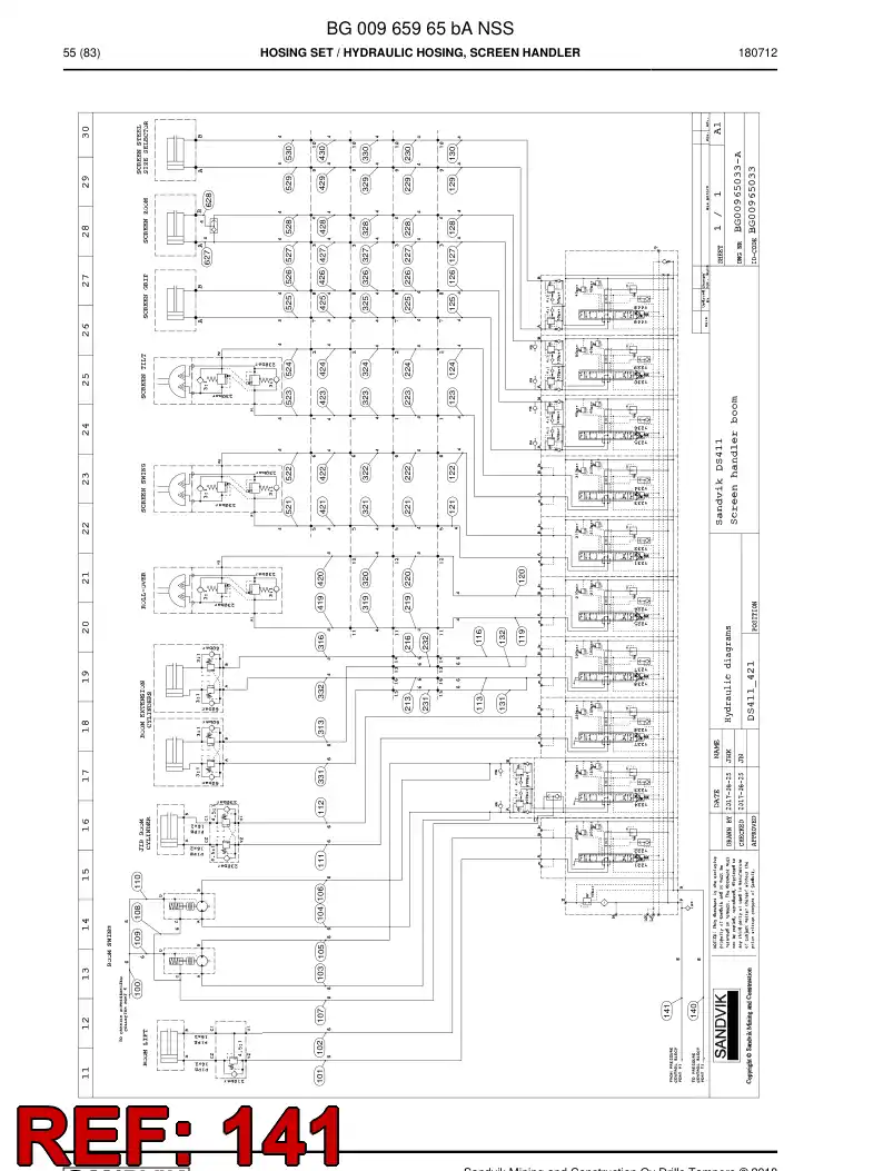 BG00811229a BG 008 112 29a Hose Assembly, Hydraulic - Sandvik Technical Drawing