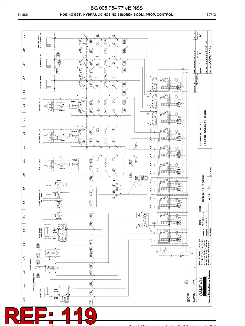 BG00811238a BG 008 112 38a Hose Assembly, Hydraulic - Sandvik Technical Drawing