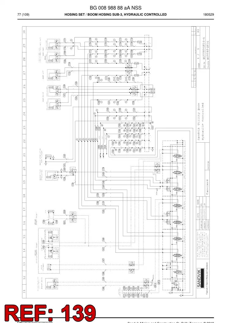 BG00811255a BG 008 112 55a Hose Assembly, Hydraulic - Sandvik Technical Drawing