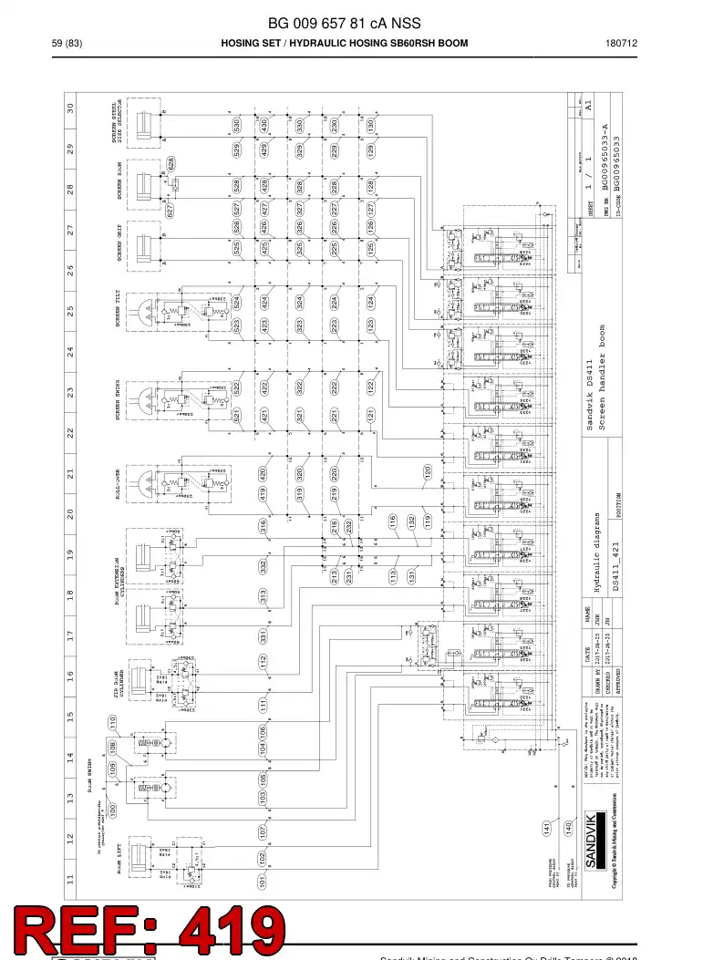 BG00811267a BG 008 112 67a Hose Assembly, Hydraulic - Sandvik Technical Drawing
