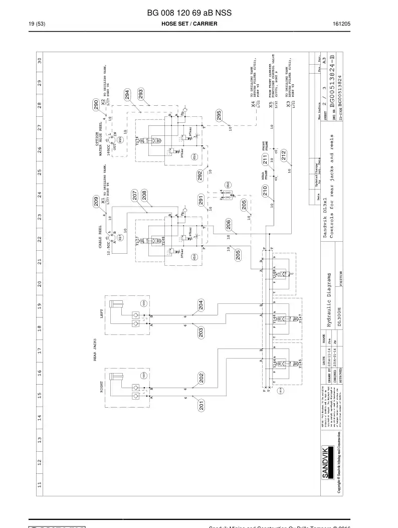 BG00812069a BG 008 120 69a Hose Set - Sandvik Technical Drawing