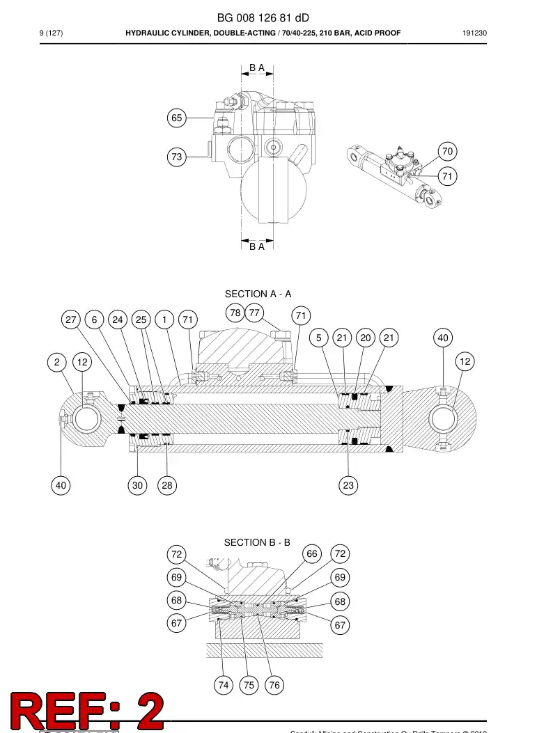 BG00812736b BG 008 127 36b PISTON Rod Welding - Sandvik Technical Drawing