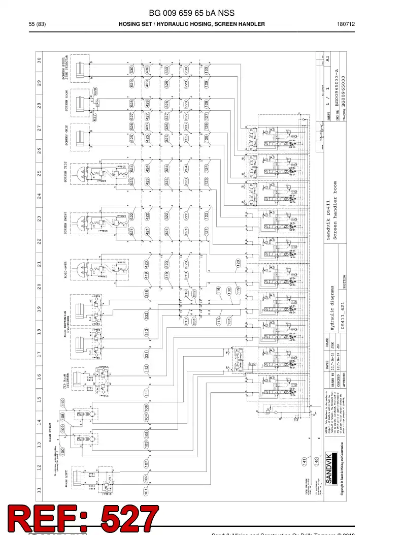 BG00814599a BG 008 145 99a Hose Assembly, Hydraulic - Sandvik Technical Drawing