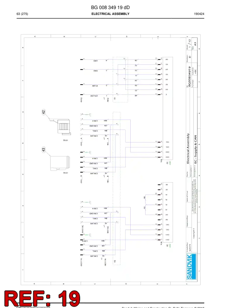 BG00815556a BG 008 155 56a Electrical Assembly - Sandvik Technical Drawing