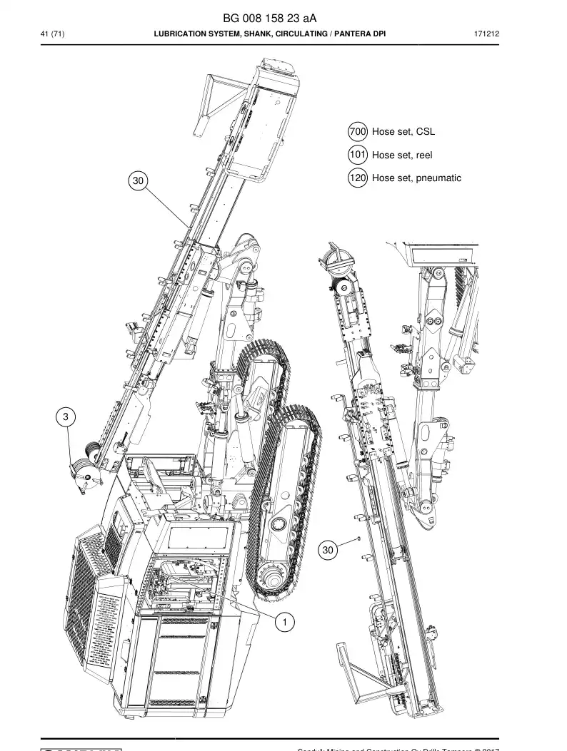 BG00815823a BG 008 158 23a Lubrication System, Shank, Circulating - Sandvik Technical Drawing