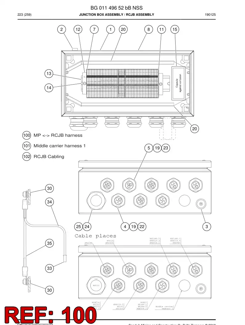 BG00816573b BG 008 165 73b Wiring Harness Assembly - Sandvik Technical Drawing