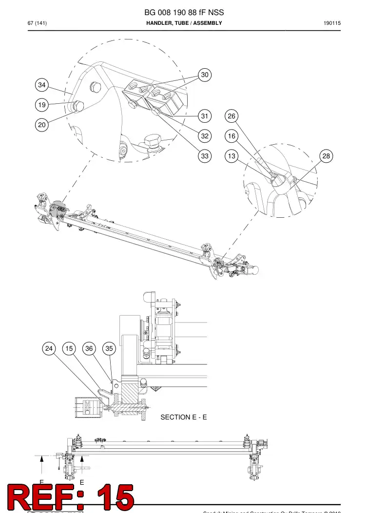BG00817443b BG 008 174 43b Lever - Sandvik Technical Drawing