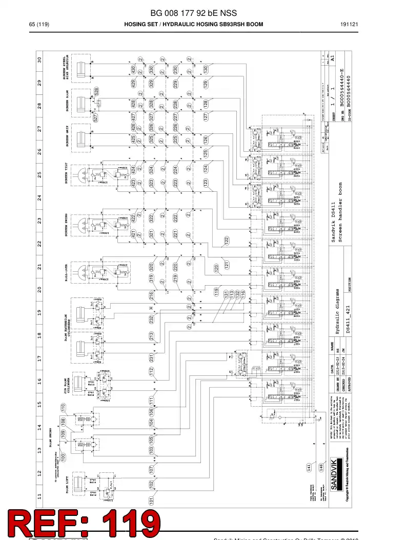 BG00817867a BG 008 178 67a Hose Assembly, Hydraulic - Sandvik Technical Drawing
