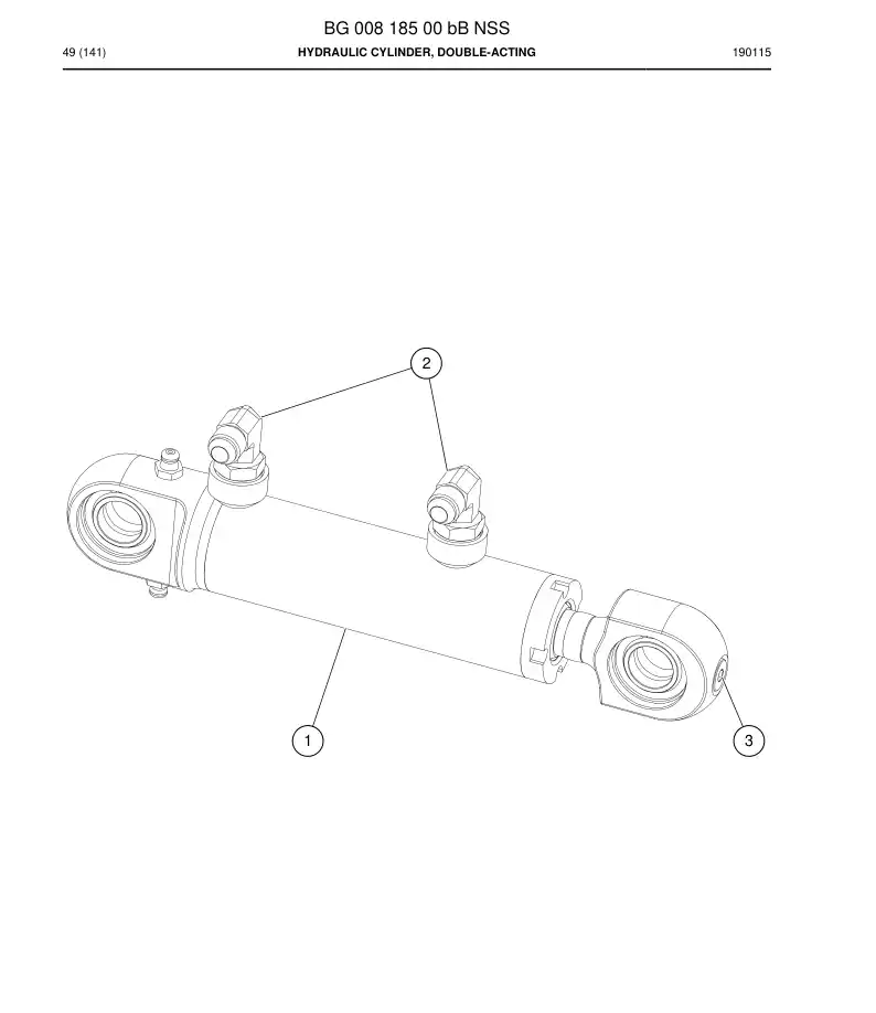 BG00818500b BG 008 185 00b Hydraulic Cylinder, Double-acting - Sandvik Technical Drawing