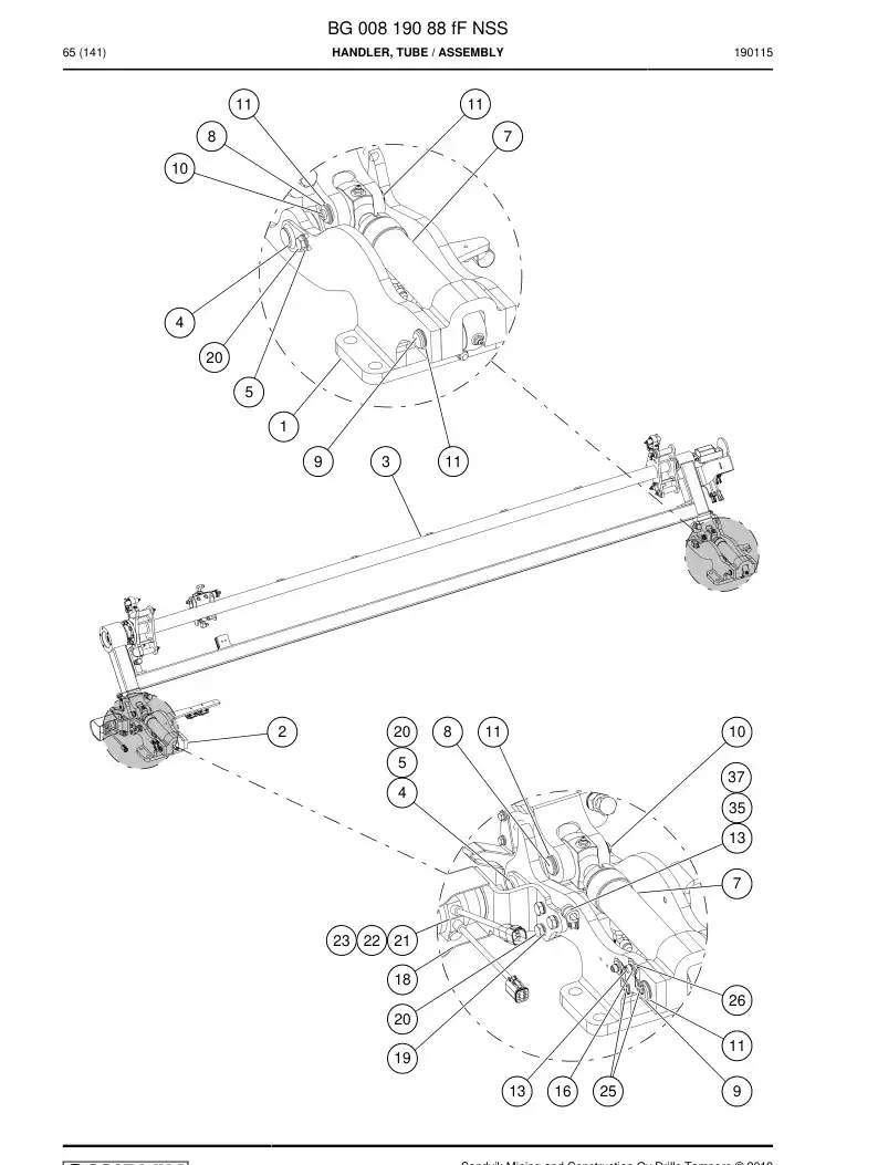 BG00819088f BG 008 190 88f Handler, Tube - Sandvik Technical Drawing