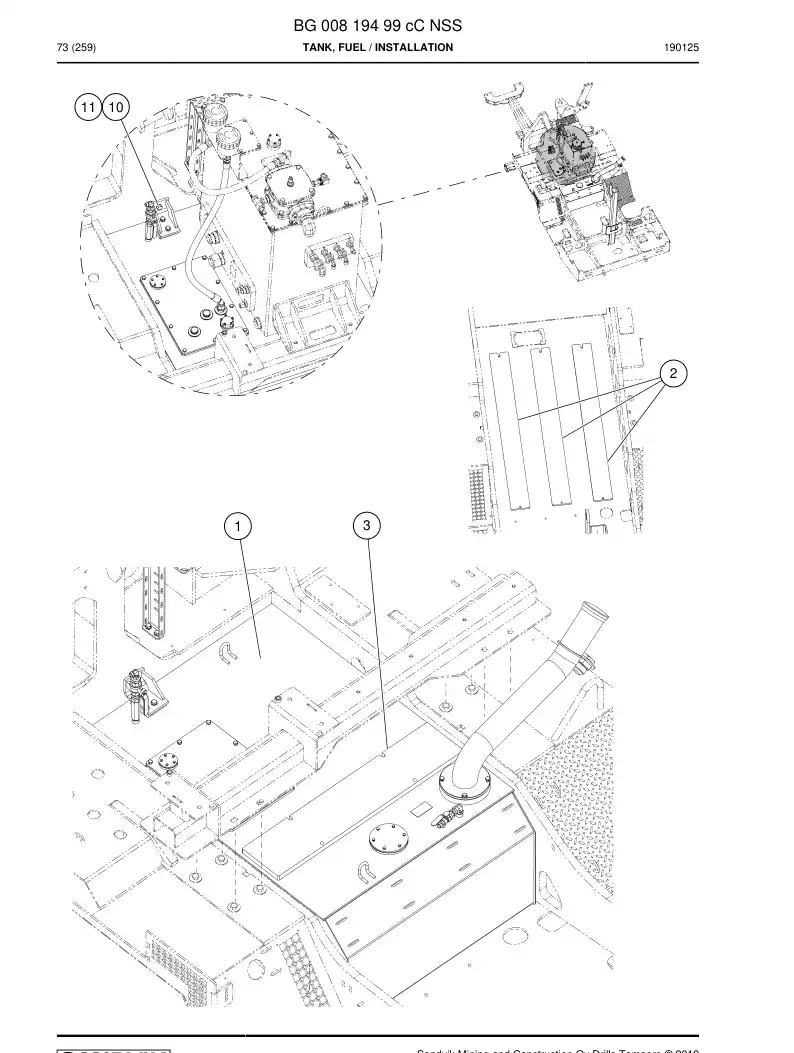BG00819499c BG 008 194 99c Tank, Fuel - Sandvik Technical Drawing