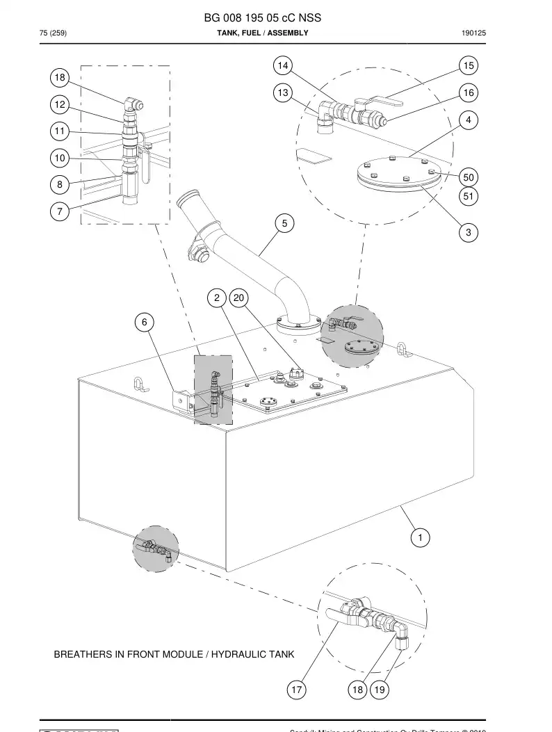 BG00819505c BG 008 195 05c Tank, Fuel - Sandvik Technical Drawing