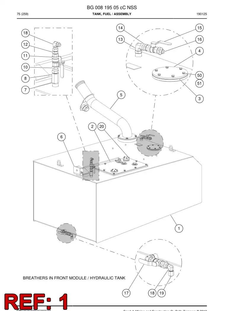 BG00819506c BG 008 195 06c Tank, Fuel - Sandvik Technical Drawing