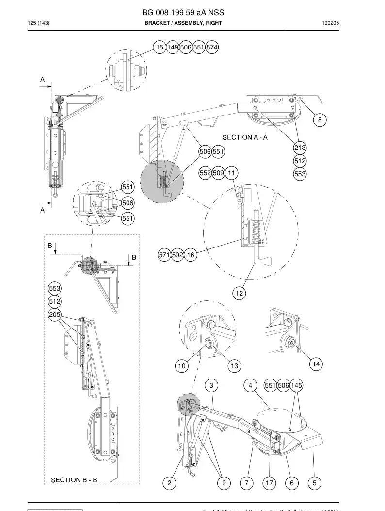 BG00819959a BG 008 199 59a Bracket - Sandvik Technical Drawing
