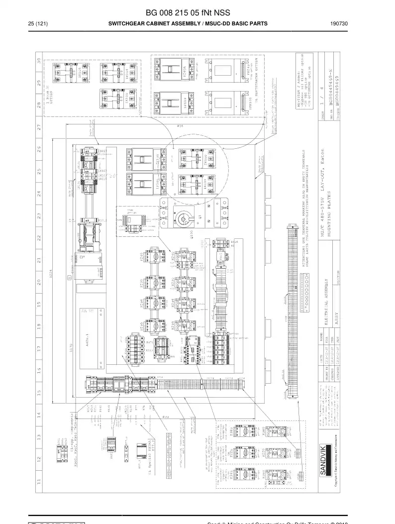 BG00821505f BG 008 215 05f Switchgear Cabinet Assembly - Sandvik Technical Drawing