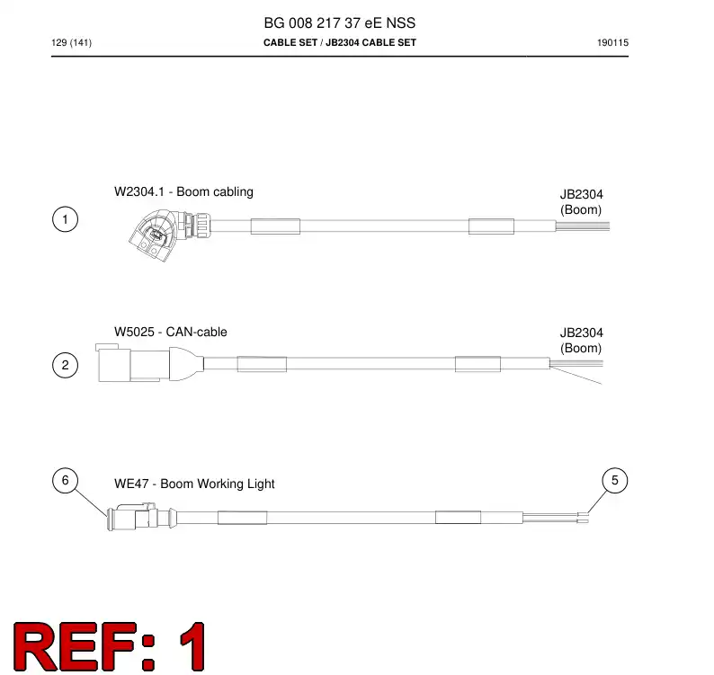 BG00821684b BG 008 216 84b Cable Assembly - Sandvik Technical Drawing