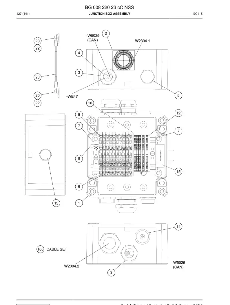 BG00822023c BG 008 220 23c Junction Box Assembly - Sandvik Technical Drawing