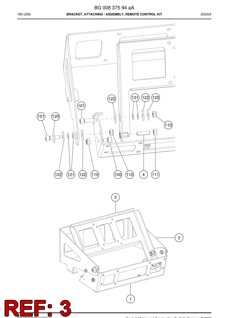 BG00822781a BG 008 227 81a Bracket - Sandvik Technical Drawing