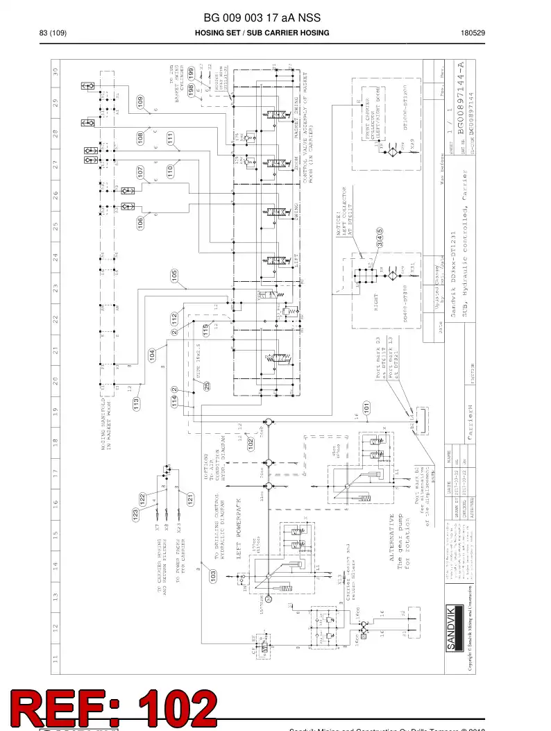BG00823170b BG 008 231 70b Hose Assembly, Hydraulic - Sandvik Technical Drawing