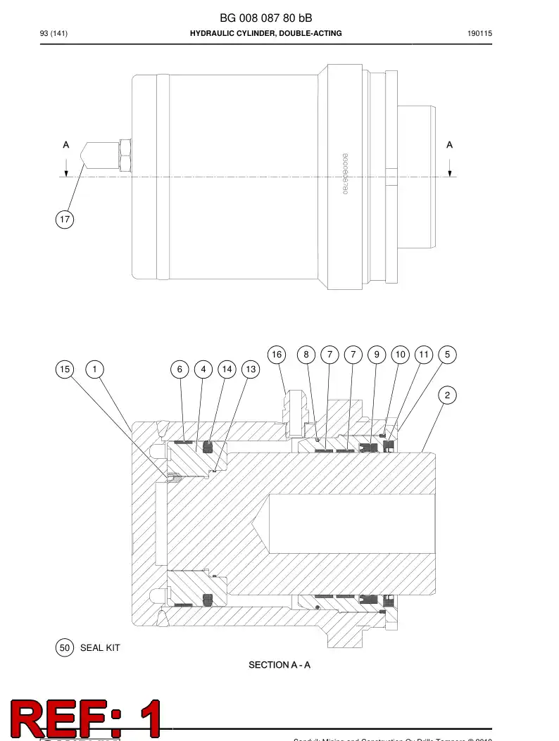 BG00825190b BG 008 251 90b Cylinder Tube Machining - Sandvik Technical Drawing