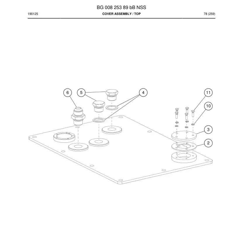 BG00825389b BG 008 253 89b Cover assembly - Sandvik Technical Drawing