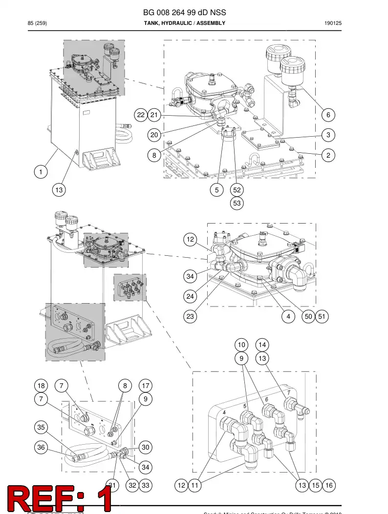 BG00826502b BG 008 265 02b Tank, Hydraulic - Sandvik Technical Drawing