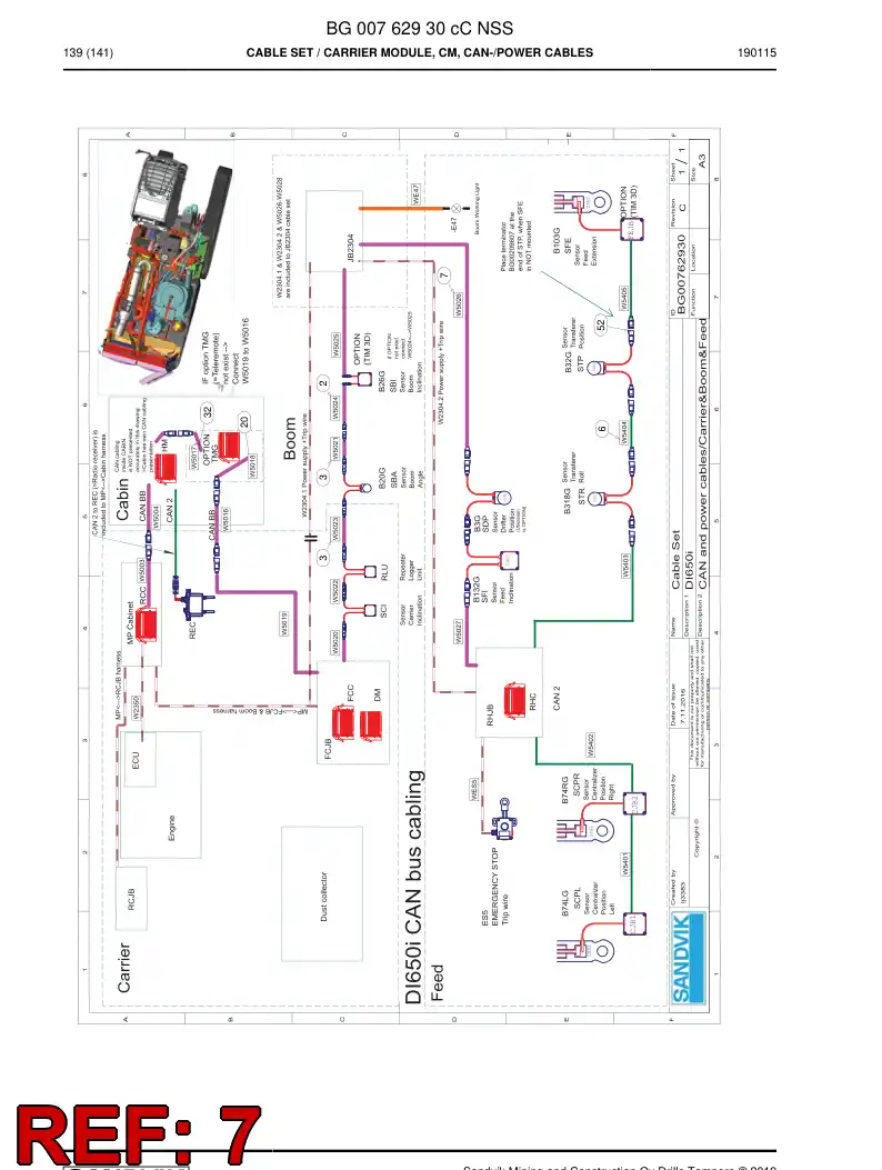 BG00826640c BG 008 266 40c Cable Assembly - Sandvik Technical Drawing