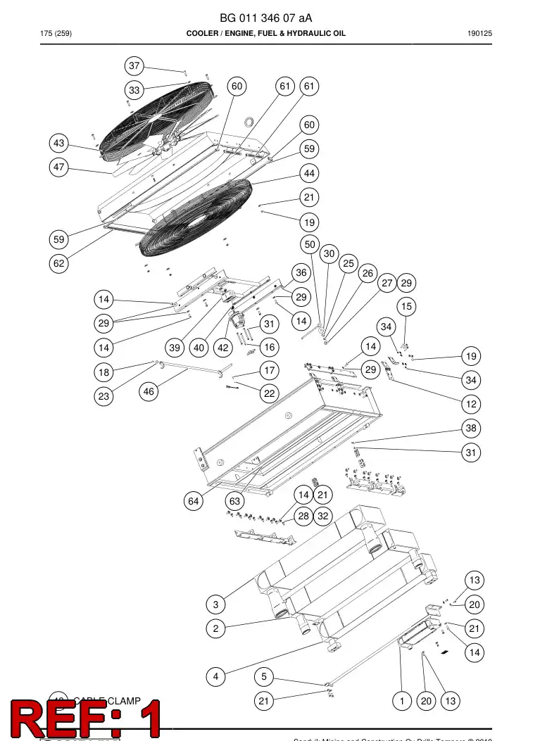 BG00826767b BG 008 267 67b Cooler, Fuel - Sandvik Technical Drawing