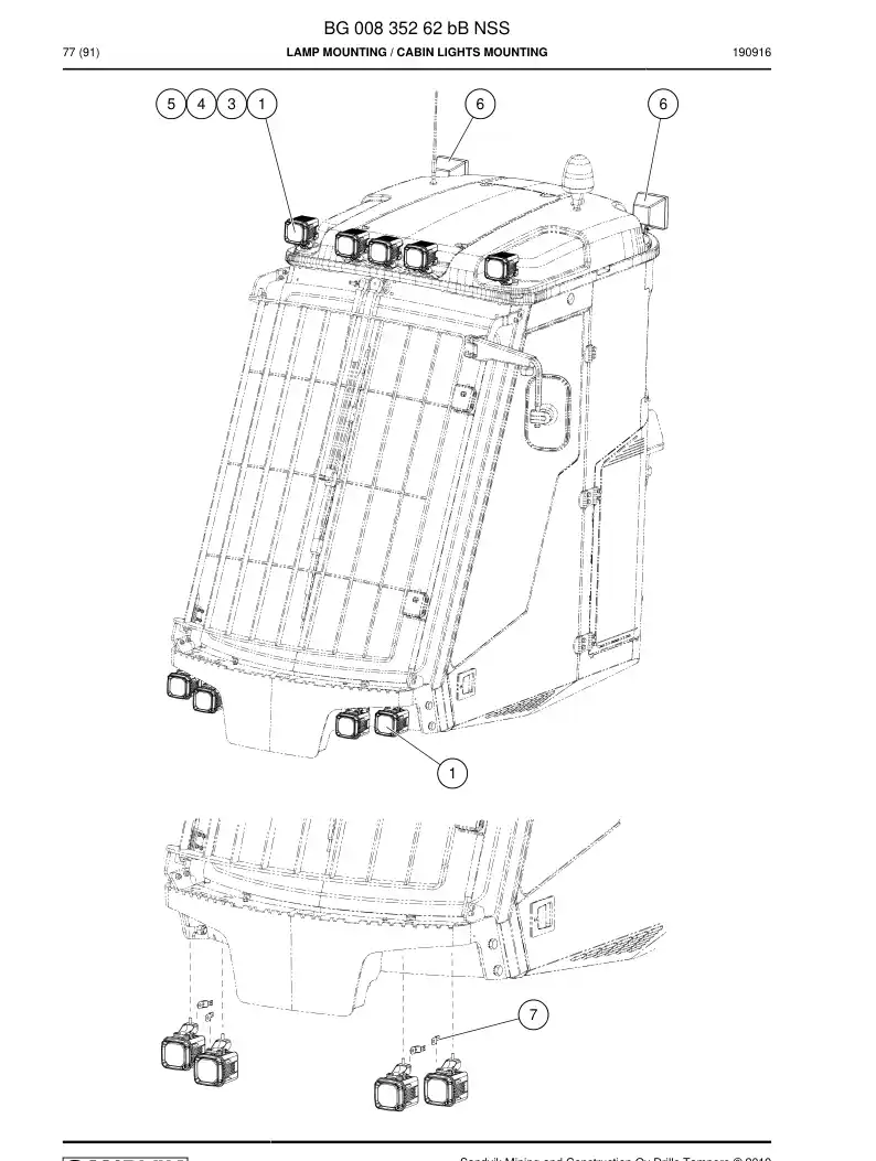 BG00835262b BG 008 352 62b Lamp mounting - Sandvik Technical Drawing